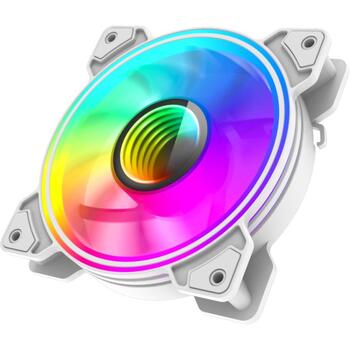Gamemax Вентилятор корпуса DUAL RING INFINITY WH, 120mm, 1200rpm, 47cfm, 30dB, ARGB вентилятор (DUAL RING INFINITY WH)