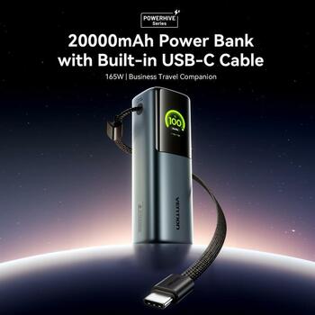 Vention Power Bank FKFH0, 20000mAh, 165W, PD3.0, TFT дисплей, Зарядка до 3 устройств (FKFH0)