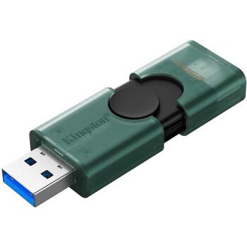 Kingston USB флеш-накопитель DataTraveler Duo DTDEG2/256GB, 256 GB, USB Type-C/Type-A, черный/зеленый, инновационный дизайн (DTDEG2/256GB)