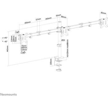 Neomounts monitors stiprinājuma roka FPMA-D550D3BLACK, 10-27