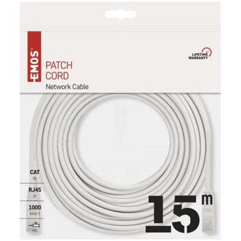 Emos UTP патч-кабель CAT5E S9127, 15 м, 8 проводов, RJ45/RJ45, серый, PVC, 1000 Base-T (S9127)