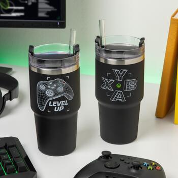 Paladone XBOX Gamer Cup PP14597XB, 0.6l, metāls, melns, 3 dzeršanas režīmi, izolēta, mīksts pieskāriens (PP14597XB)