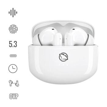 Manta MTWS008W Rytmo White, беспроводные наушники, 13мм, 20-20000Гц, Bluetooth 5.3, 6ч, микрофон, игровой режим (MTWS008W)