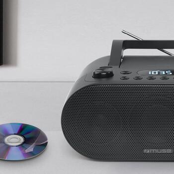 Muse Портативное радио M-35 BT, AC 100-240 В, 20 FM, Bluetooth, USB, AUX, CD, MP3, LCD, Bass Boost, черный (M-35 BT)