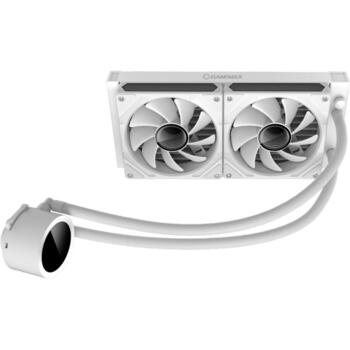 Gamemax procesora šķidruma dzesētājs ICEBURG 240 DIGITAL WH, 58.8 cfm, 800-1800 rpm, TDP līdz 245W, 4-pin PWM, keramiskā gultņa (ICEBURG 240 DIGITAL WH)
