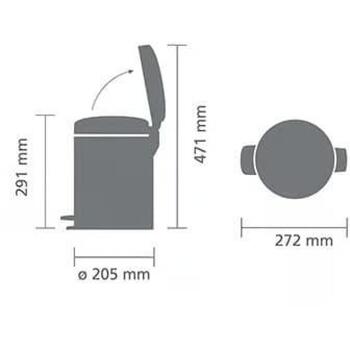Brabantia NewIcon 112645 ведро для мусора с педалью, 5 л, матовая сталь, непроницаемое для запаха, нескользящее основание (112645)
