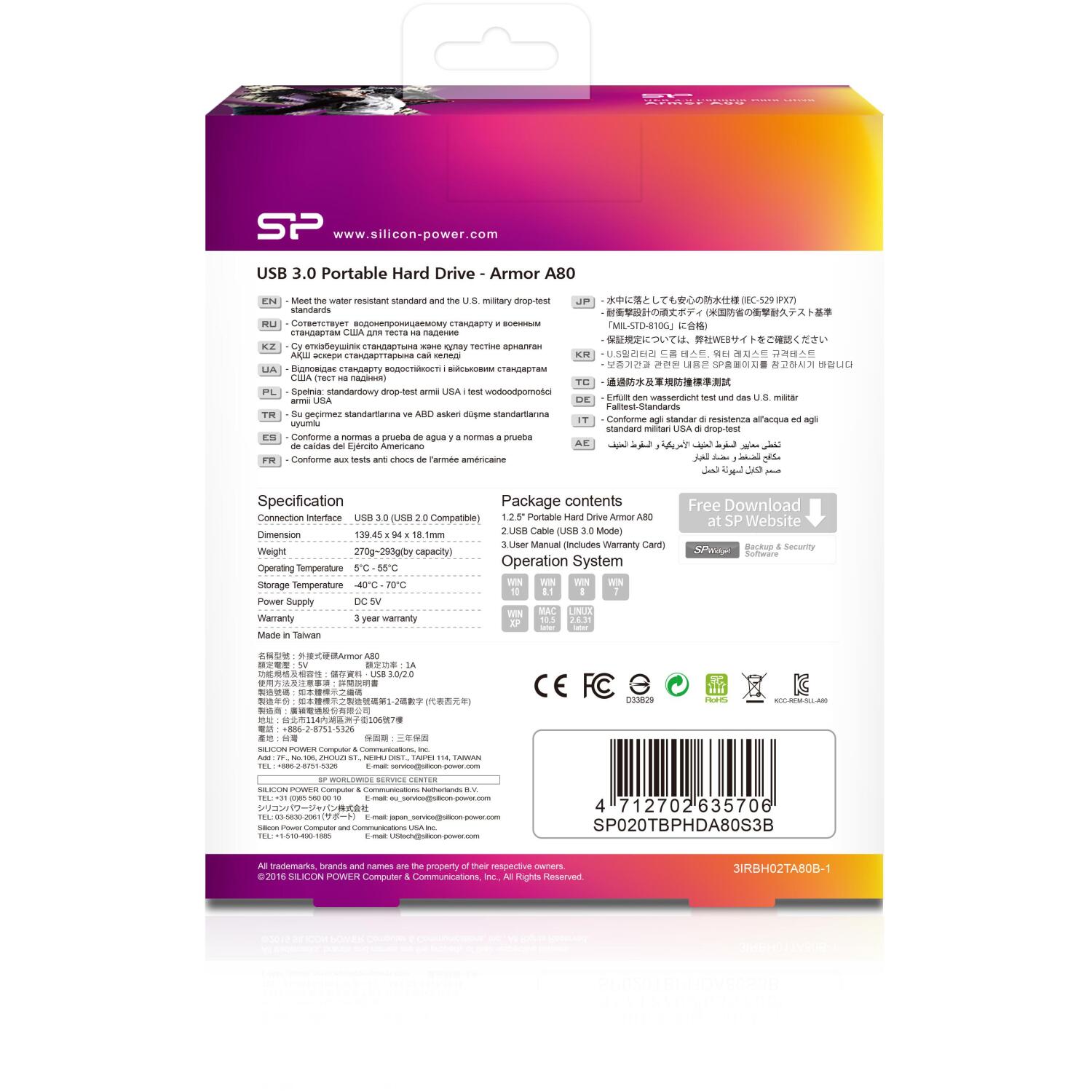 Silicon Power Armor A80 SP020TBPHDA80S3B, 2TB, 2.5