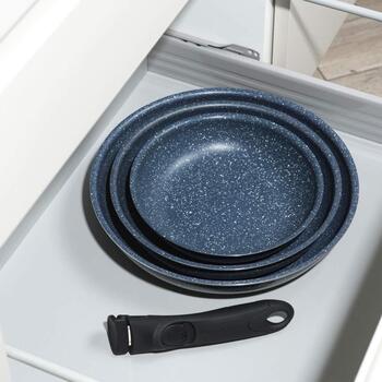 Russell Hobbs набор сковород RH03293EU7, 20см, 24см, 28см, съемная ручка, камень сумерек, синее мраморное покрытие (RH03293EU7)
