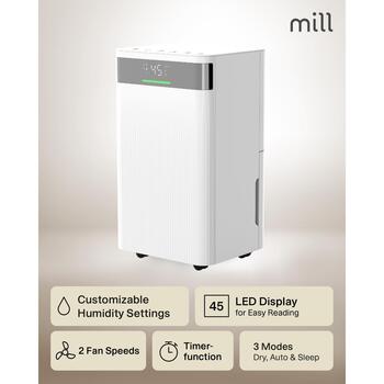 Mill Осушитель воздуха MDH20, Подходит для помещений до 20-30 м², 4 L, 20 L/день, 41 дБ, Защита от детей, LED дисплей (MDH20)