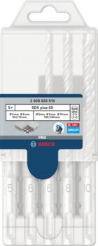 5 SDS plus-5X komplekts 5/6/6/8/10 mm, Perforatora urbjiem, smalcinātājiem PRO SDS PLUS-5X PERFORATORU TRIECIENURBJU KOMPLEKTS, 2608833910, BOSCH (2608833910)