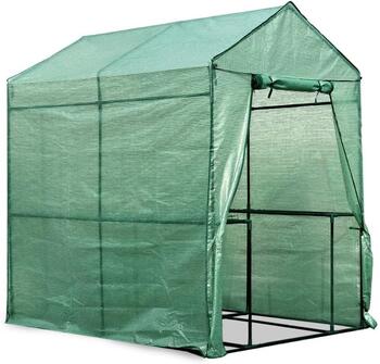 Kompakta un ietilpīga mini siltumnīca ārtelpām un terasēm 155×140×200 cm izturīga PVC plēve ar plauktiem BESK (9079591)