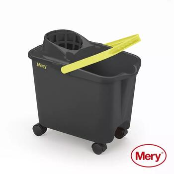 Mery Ведро 05032532, 14л, с отжимом, на колесиках, серый, антибактериальное, прочная ручка, носик (05032532)