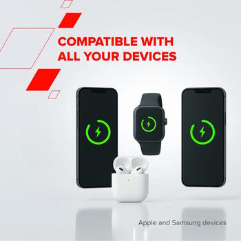 Kompakts bezvadu uzlādes statīvs ar 30 W maksimālo jaudu 65 W lādētāju un 1 m kabeli 4 in 1 Wireless Charging Stand Balts CNS-WCS405W CANYON (CNS-WCS405W)