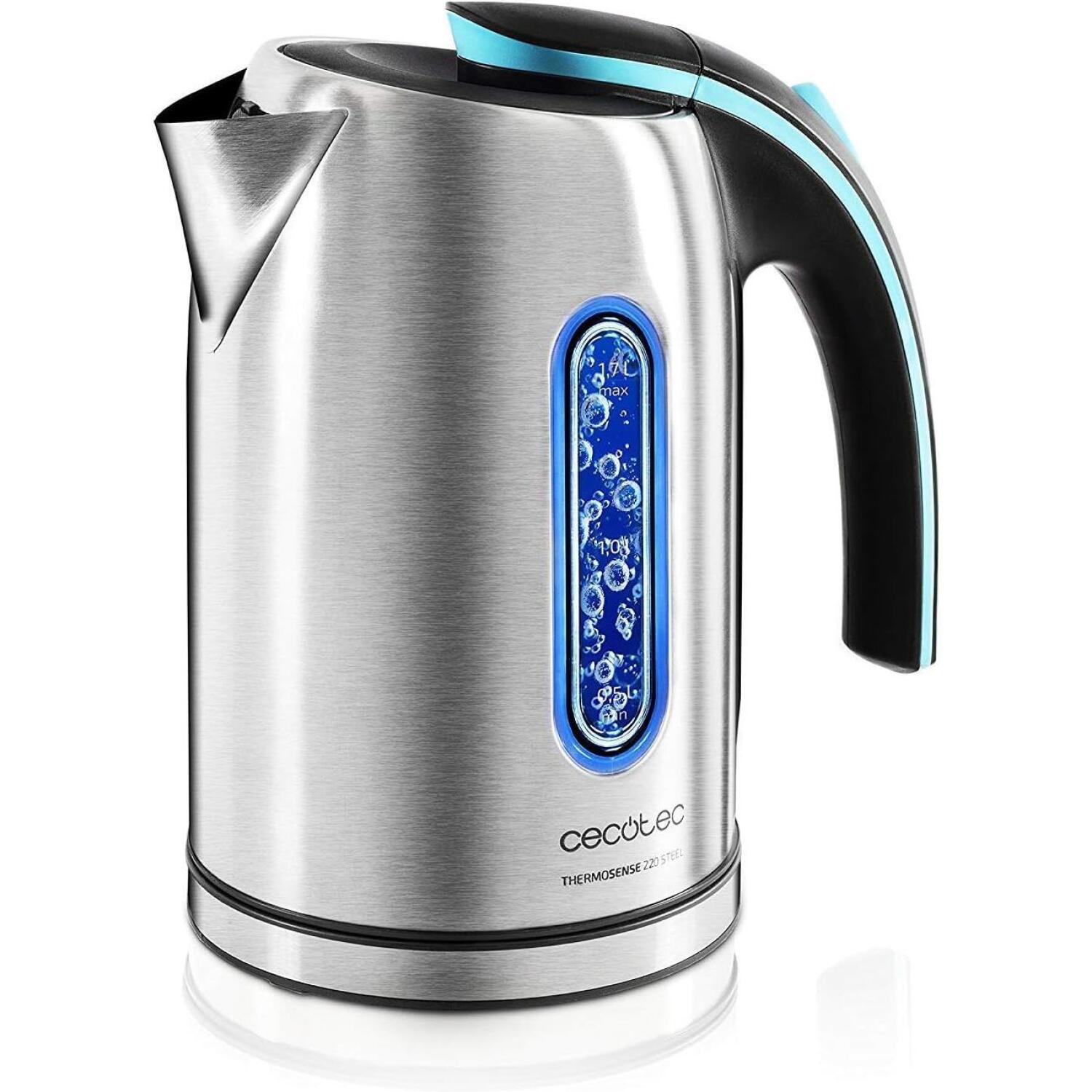 Cecotec Чайник ThermoSense 220 Steel 1513, 1630 W, 1.2 L, нержавеющая сталь, 360° вращающаяся база (1513)