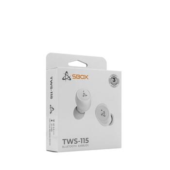 Sbox Беспроводные наушники EB-TWS115-W, 20-20000Гц, 32Ω, 102дБ±3дБ, Bluetooth 5.0, 4-5ч разговор/музыка (EB-TWS115-W)