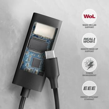 Axagon USB адаптер ADE-ARC, 1 x RJ-45, 10/100/1000 Mbit/s, Realtek RTL8153, питание от USB, Plug and Play, черный (ADE-ARC)