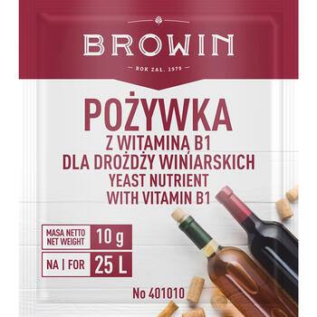 Browin Питание для винных дрожжей с витамином B1 401010, 10г, 25л, соединения азота и фосфора, активатор брожения (401010)