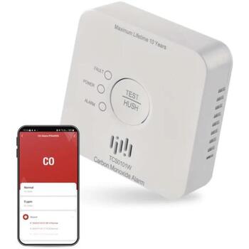 Emos CO детектор TCS0101W P56400S, 93 × 30 × 93 мм, Wi-Fi, 10 лет, 15–93 %, IP30, 2 × 1,5 V AA, Android, iOS, память тревог (P56400S)