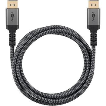 Goobay DisplayPort kabelis 65265, 2 m, 8K60Hz atbalsts, 4K240Hz atbalsts, līdz 32.4 Gbps, dinamiska HDR, alumīnija korpuss (65265)