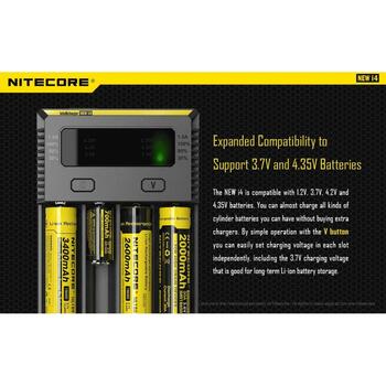 Nitecore Зарядное устройство INTELLICHARGERNEWI4 1500mA, 4 слота, поддержка аккумуляторов 3.7V и 4.35V, ACD технология (INTELLICHARGERNEWI4)