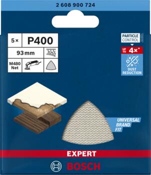 Abrazīvais siets M 480 93X93mm,G400,5gab, Delta slīpmašīnām EXPERT M480 SLĪPĒŠANAS TĪKLS, 2608900724, BOSCH (2608900724)
