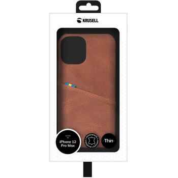 Krusell Sunne CardCover Apple iPhone 12 Pro Max vintage cognac 62176, коричневый, кожа, карман для кредитной карты (62176)