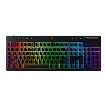 Razer BlackWidow V4 Low-profile HyperSpeed RZ03-05271500-R3M1, RGB Chroma, 2.4GHz, Bluetooth, USB-C, dzeltenais lineārais slēdzis (RZ03-05271500-R3M1)