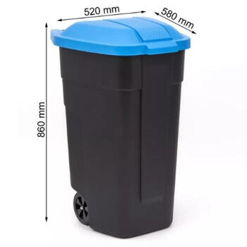 Curver Мусорный бак на колесах 2912900857, 110л, 58x52x88см, пластик, черный/синий (2912900857)