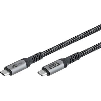 Goobay USB-C кабель 74213, 1.8 м, 240 Вт, 40 Гбит/с, 8K60Hz, 4K60Hz, HDR10, USB4, EPR, 5 А, круглый (74213)