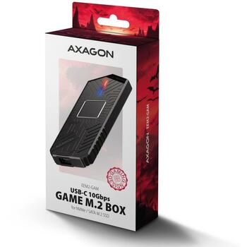 Axagon корпус SSD EEM2-GAM M.2 NVMe/SATA USB-C 10Gbps, черный, 130 x 55 x 13 мм, 0.5 м кабель (EEM2-GAM)