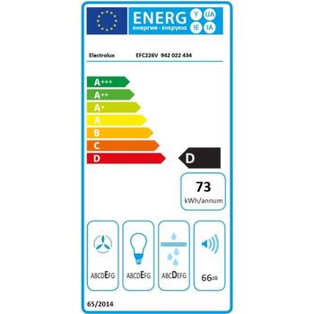 Electrolux вытяжка EFC226V, 60см, 235-420 м³/ч, 53-66 дБ, 3 скорости, LED, белый (EFC226V)