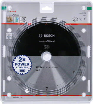Bezvadu ripzāģa asmens PRO WOOD, 254 mm, 24 zobi, 2608837733 BOSCH (2608837733)