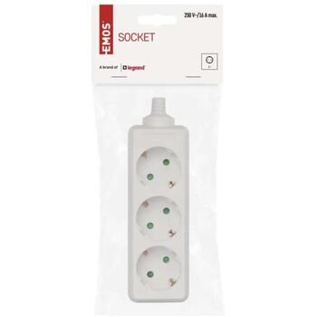 Emos Удлинитель P0320, 3×2P+PE, IP20, 3680W, белый, защита от детей (P0320)