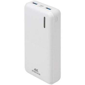 Rivacase Power Bank akumulators VA2572WHITE, 20000mAh, 20W, LiPo, QC 3.0, USB Type-C, 3x3A (VA2572WHITE)
