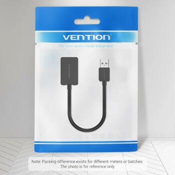 Vention USB 2-портовая внешняя звуковая карта CDYB0 0.15м, 2.1 канала, 16 бит, 3.5 мм, черная (CDYB0)