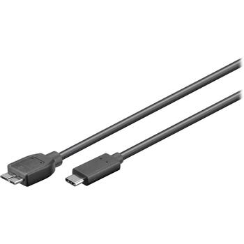 Goobay Kabelis USB-C uz Micro-USB-B 3.0 67995, 0.6 m, 5 Gb/s, 15 W, melns, apaļš, sinhronizācija un uzlāde (67995)