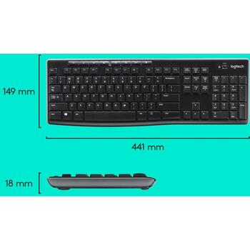 Logitech клавиатура беспроводной комплект 920-004508, 10 м, QWERTY, черный, 36 месяцев работы от батареи, 3 кнопки (920-004508)