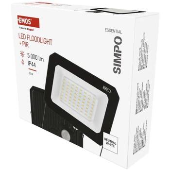 Emos LED прожектор SIMPO ZS2343, 50 W, 5000 lm, IP44, нейтрально-белый, PIR датчик, алюминий (ZS2343)