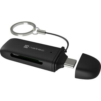 Natec SCARAB C NCZ-2365 картридер, USB-C 3.2 Gen 1, 5 Гбит/с, 2ТБ, 2 карты, черный (NCZ-2365)