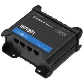 Teltonika маршрутизатор RUT901 4G LTE, 4 антенны, 4 порта RJ-45, 10/100 Mbit/s, ОЗУ 0.128 ГБ, алюминий, черный (RUT901)