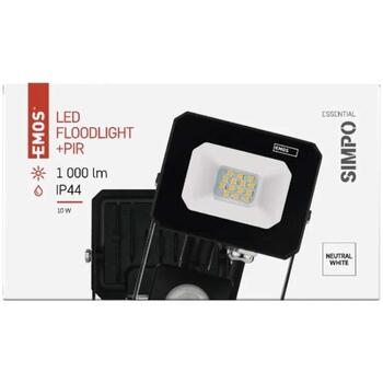 Emos LED прожектор ZS2313, 10 W, 1000 lm, IP44, нейтральный белый, PIR датчик, алюминиевый корпус (ZS2313)