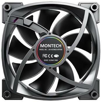 Montech Datora korpuss ventilators AX120PWM KODS, 120mm, 720-1760RPM, 1x9 lāpstiņas, 27dB, 1.8mmH2O, RGB apgaismojums (AX120PWMBLACK)