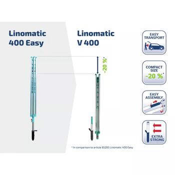 LEIFHEIT Linomatic V 400 1085210, rotējošais veļas žāvētājs, 40m, alumīnijs, zemes tapa (1085210)
