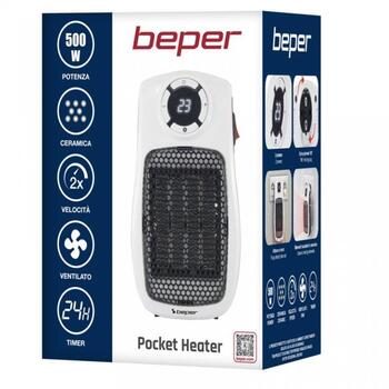 Beper Обогреватель P203TER350, 500/1000W, 2 уровня мощности, керамический, таймер, термостат, вентилятор, защита от перегрева (P203TER350)