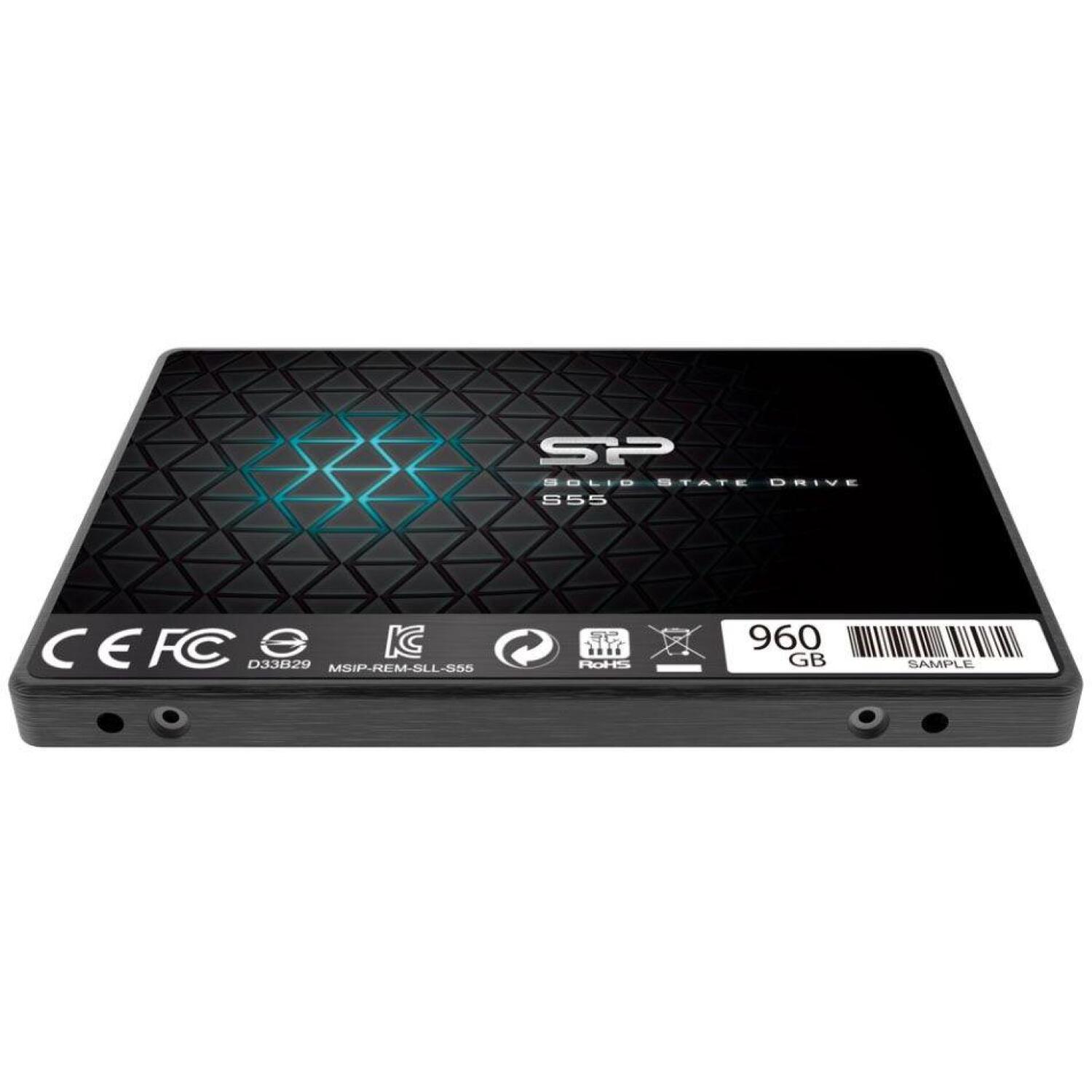 Silicon Power SSD Slim S55 240GB SP240GBSS3S55S25, 240 ГБ, 2,5'', SATA III 6 Гбит/с, 460 МБ/с, 450 МБ/с, ультратонкий дизайн, TRIM (SP240GBSS3S55S25)