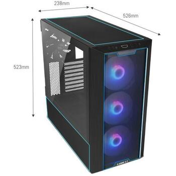 Lian Li Kaste LANCOOL III G99.LAN3RX.00, 4x140mm PWM ventilatori, 12 disku vietas, melna, caurspīdīga (G99.LAN3RX.00)