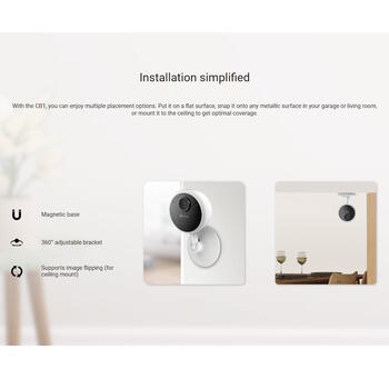 Ezviz CB1 CS-CB1 умная камера для помещений, 2МП, 1080p, ночное видение 5м, 1600мАч, MicroSD до 512ГБ, белый (CS-CB1)