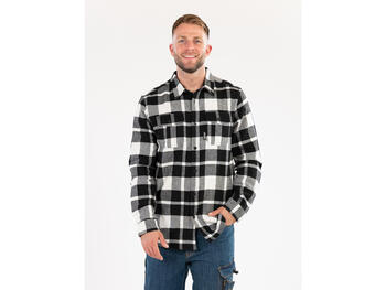 Yato Фланелевая рубашка YT-78817, XXXL, 190-196 см, 100% хлопок, 170 г/м², белый и черный, 2 нагрудных кармана (YT-78817)
