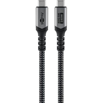 Goobay USB-C кабель 74213, 1.8 м, 240 Вт, 40 Гбит/с, 8K60Hz, 4K60Hz, HDR10, USB4, EPR, 5 А, круглый (74213)