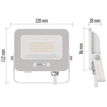 Emos LED prožektors GLARO ZS2224W, 20 W, 2000 lm, IP65, 120°, 4000 K, alumīnijs, stikls, 20 000 h (ZS2224W)